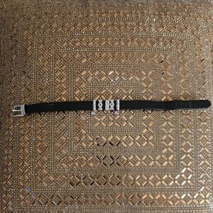 Black Leather And Diamonique Bracelet